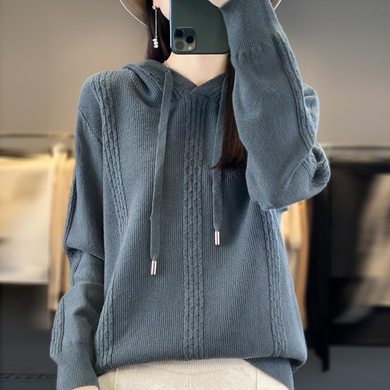 Women Knitted Hoodie Sweater MODERN NEW SAGA Winter Knitted Pullover Sweatshirt Autumn Soft Warm Wool Sweaters Female Jumper Knit Top