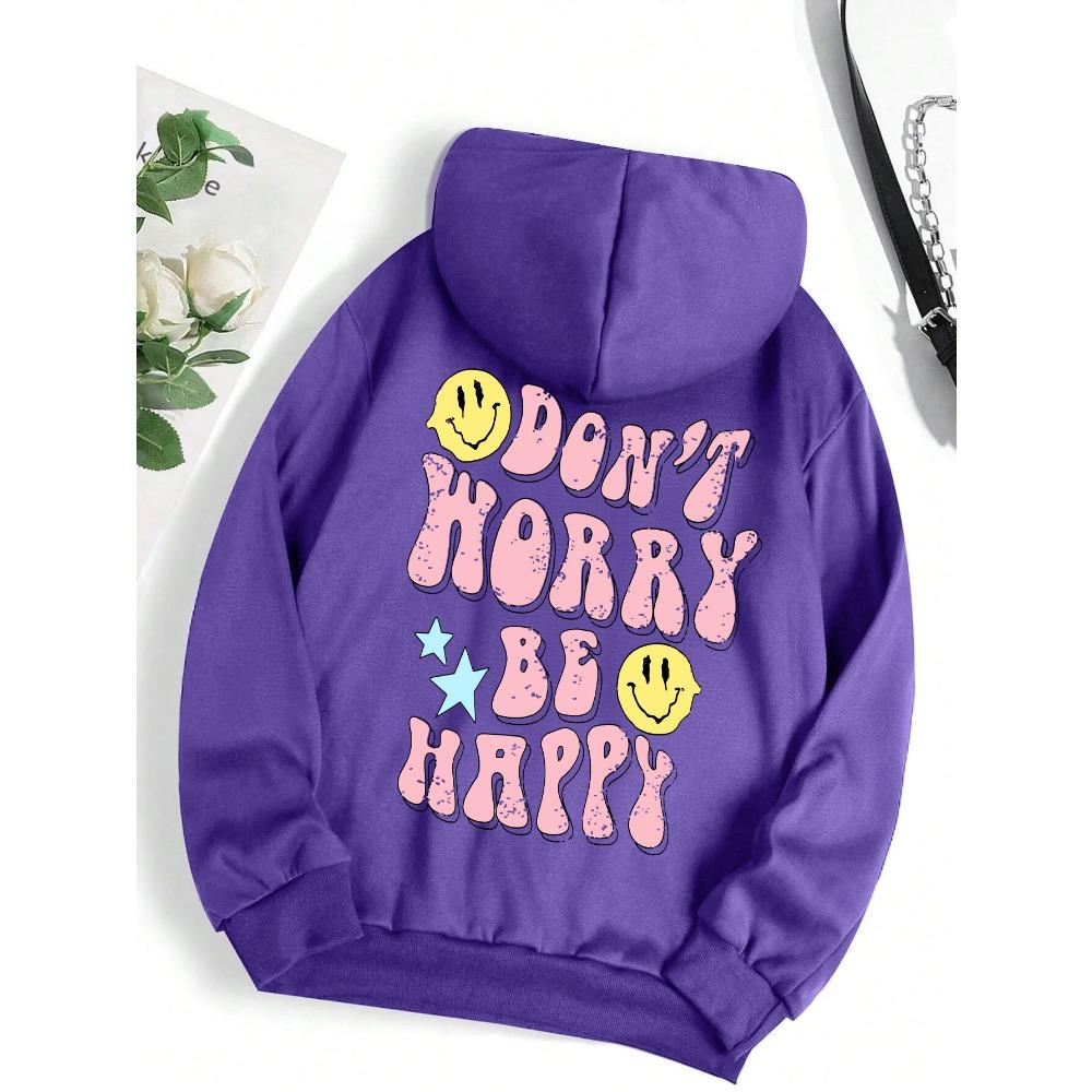 Don'T Worry, Be Happy Funny Printing Hoody Women Personality Warm Hoodie Fashion Pullovers Hip Hop Warm Hoody Female