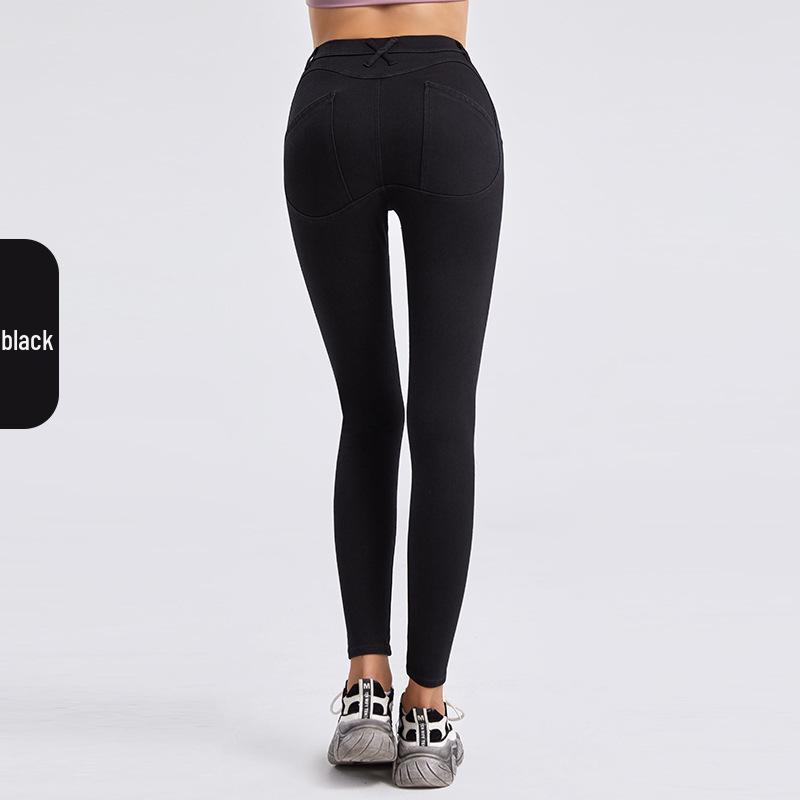 

Джинсы для йоги с высокой посадкой и прямыми штанинами - Женские весенне-летние облегающие повседневные брюки-карандаш в корейском стиле XL чёрный