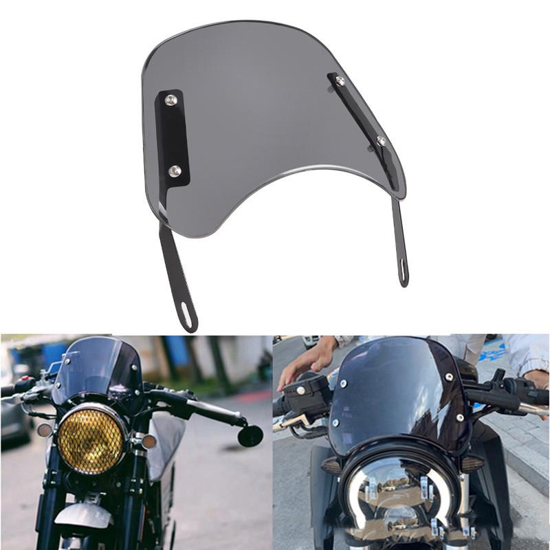 

1 пара ветрового стекла мотоцикла, ветровой дефлектор, универсальный ветровой экран для мотоциклов, круглые фары 6,5–9,45 дюймов серый