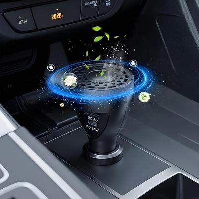 Car Air Freshener Fast Car Charger Adapter Air Purifier Scent Diffuser Adapter Fast Charging 2-Port Odor Eliminator For Most