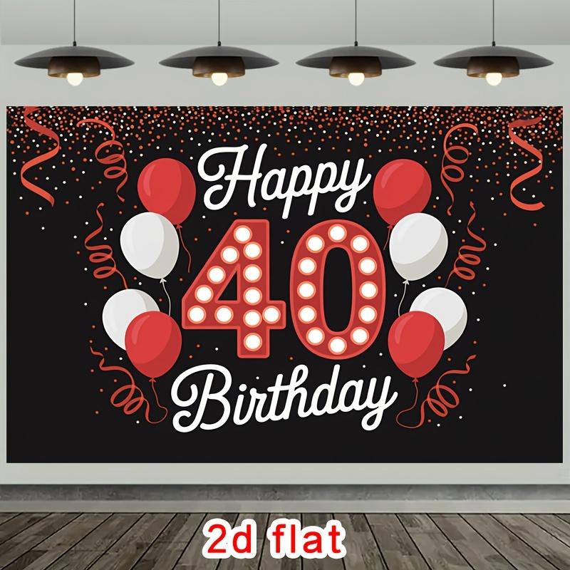 A 2D flat banner with a vibrant design specially created for a 40th birthday celebration event made of polyester material