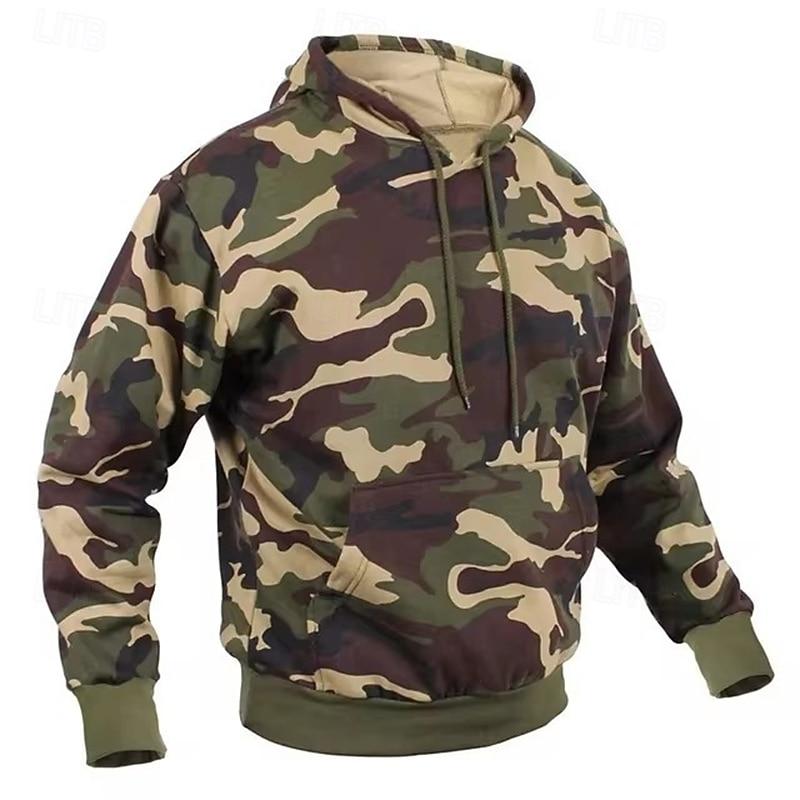 Sudadera con capucha para hombre Rojo Morado Naranja Verde Caqui con Capucha Bolsillo Camuflado Deportes y Aire Libre