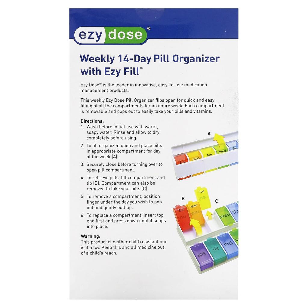 Contains 14-Day Ezy Fill Pill Organizer, 1 Count
