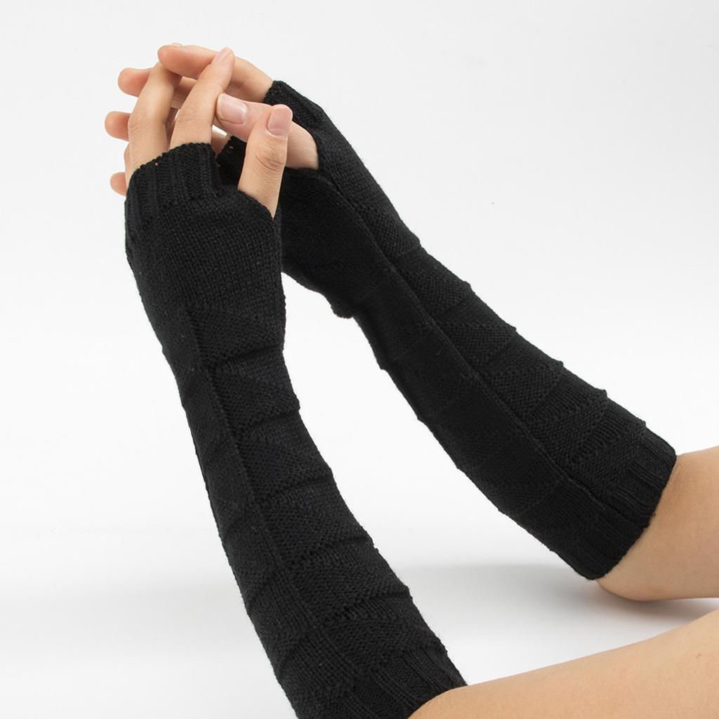 New Autumn and Winter Faux Sleeve Woolen Gloves for Men and Women Knitted Warm Half Finger Wrist Protection Gloves