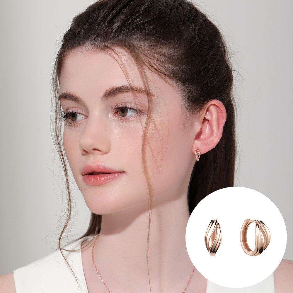 [Rosemont] Silver Wave One-Touch Earrings Ra24B20T