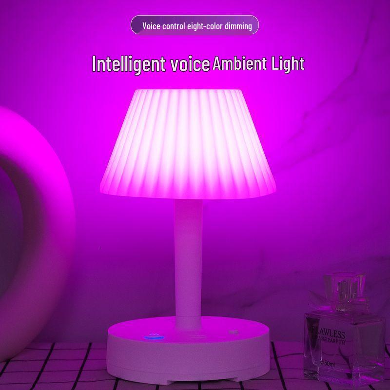 Smart Multi-color LED Desk Lamp with Voice Control & Eye Protection, USB Bedside Night Light