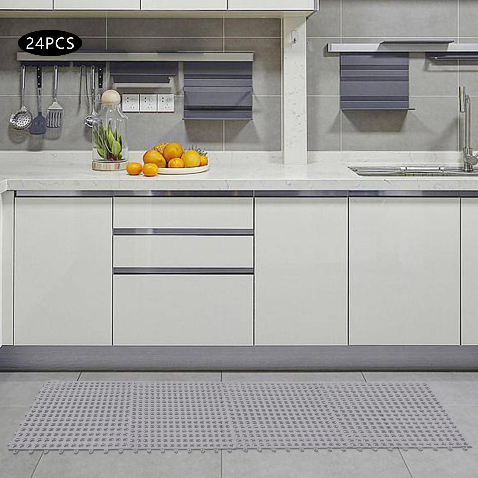 

24 Pack Interlocking Bath Mat, Non-Slip PVC Floor Tiles, 11.8in x 11.8in Soft Waterproof Shower Mat, Drainage Holes, 1cm Thick United States