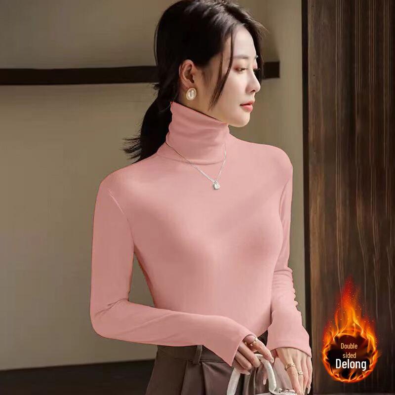 

Женский велюровый топ с флисовой подкладкой, высоким воротом и длинными рукавами, облегающего кроя, для осени/зимы S (60-85 jin)