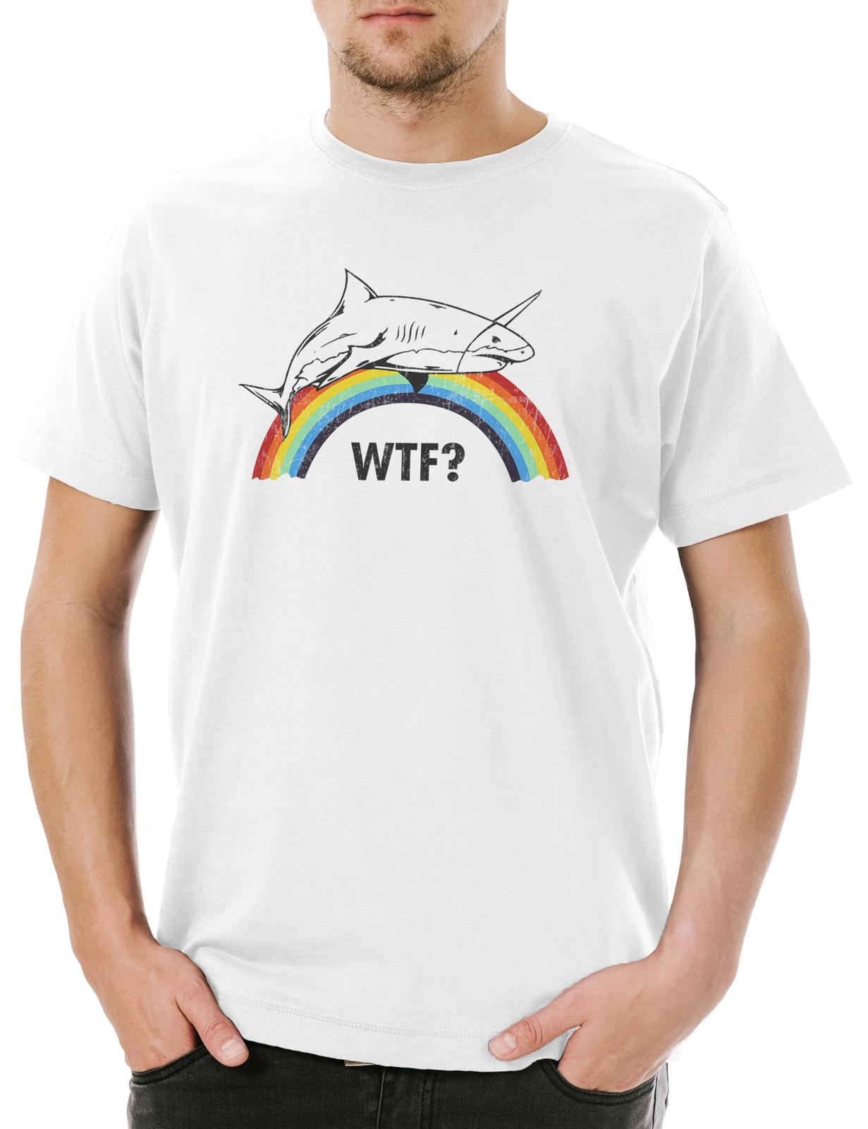 Unicorn Shark Mens T-Shirt Mens Womens Tees Top Unicorn Shark Jaws Comic Anime Rainbow Rainbow 2XL