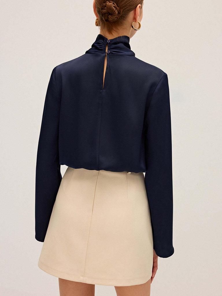 2025 Women's Winter Solid Color Stand Collar Long Sleeve Shirt - New Arrival