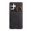 For Samsung Galaxy S24 Ultra Case Card Holder Kickstand Leather+TPU Phone Cover with Ring Holder