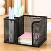 3 Sections Metal Pen Stand High Capacity Desktop Pen Organiser Container for Pencil Marker Note Paper Cosmetics Supplies