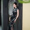 Velvet sleeveless national style new Chinese style Suzhou long autumn improved cheongsam 1011 new women's high-end spring and autumn clothing
