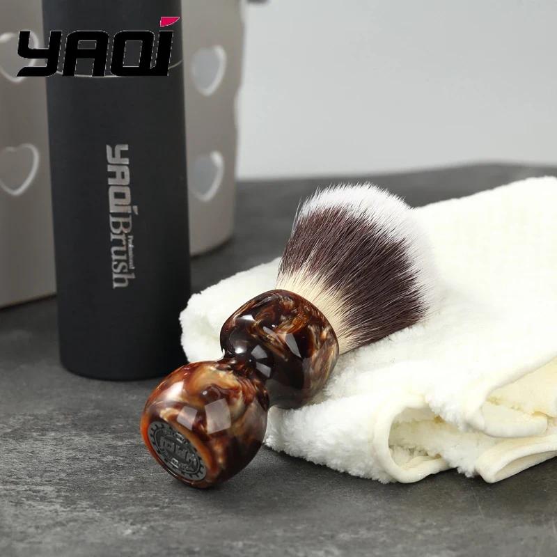 YAQI Caramel Cat's Whisker Synthetic Hair Wet Shaving Brush for Men - Premium Quality Shaving Accessory