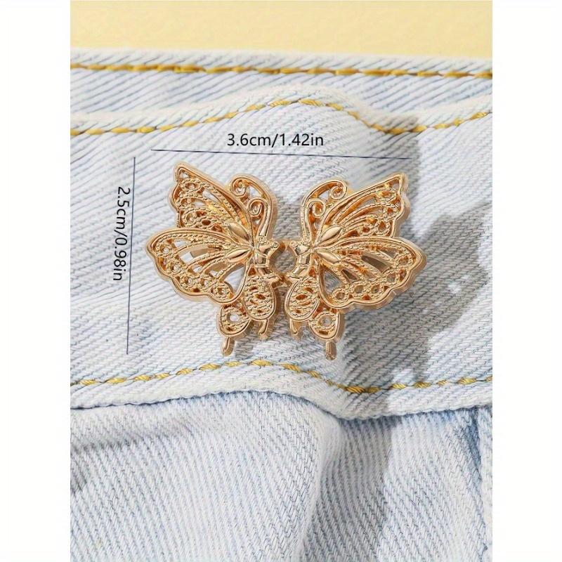 

1 шт. Пряжка-утяжелитель для талии в виде бабочки, Пуговицы-пины для брюк и воротника, Броши для женщин, Модный съемный зажим для брюк для джинсов, юбок, брюк золотой