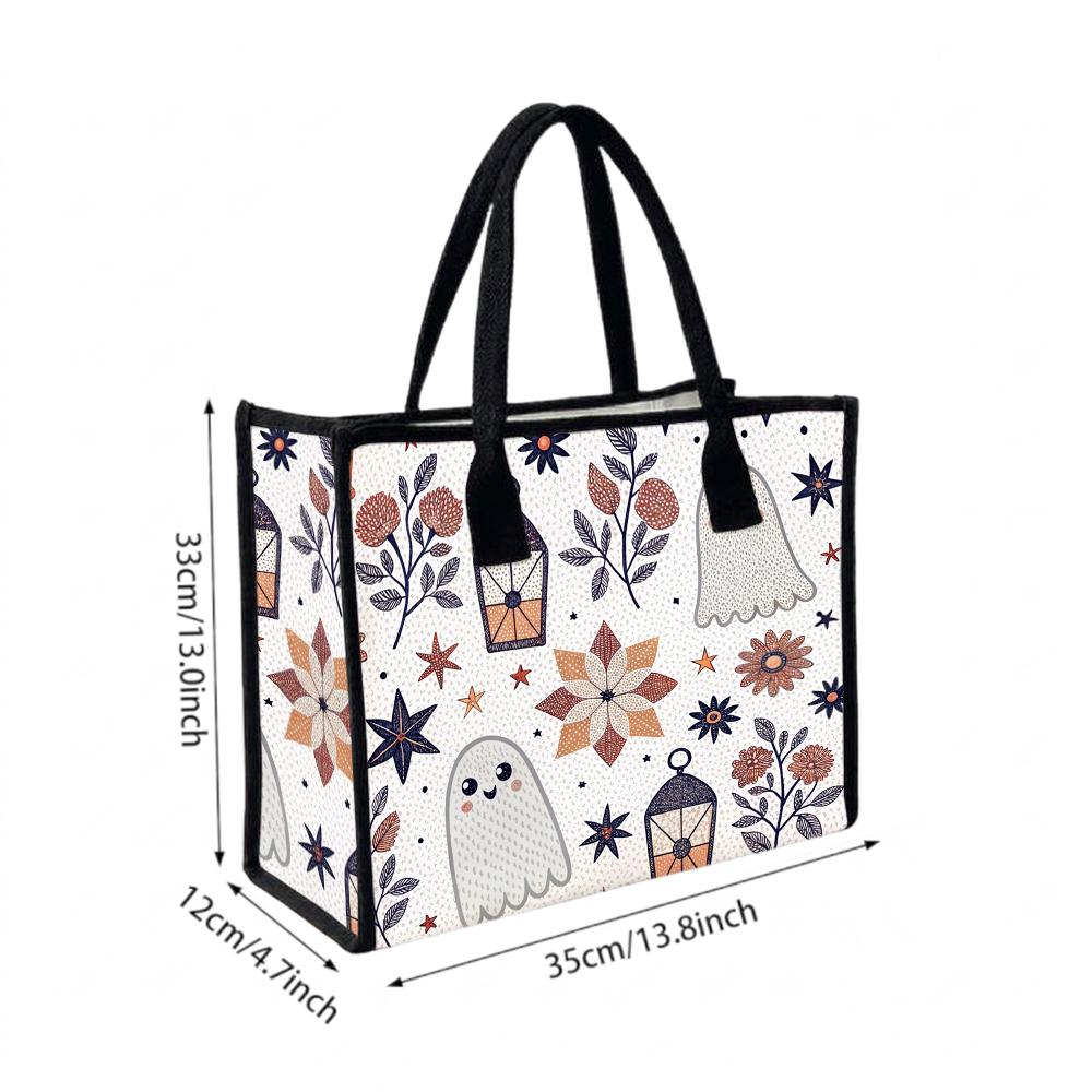 Cute Ghost Floral Print Tote Bag