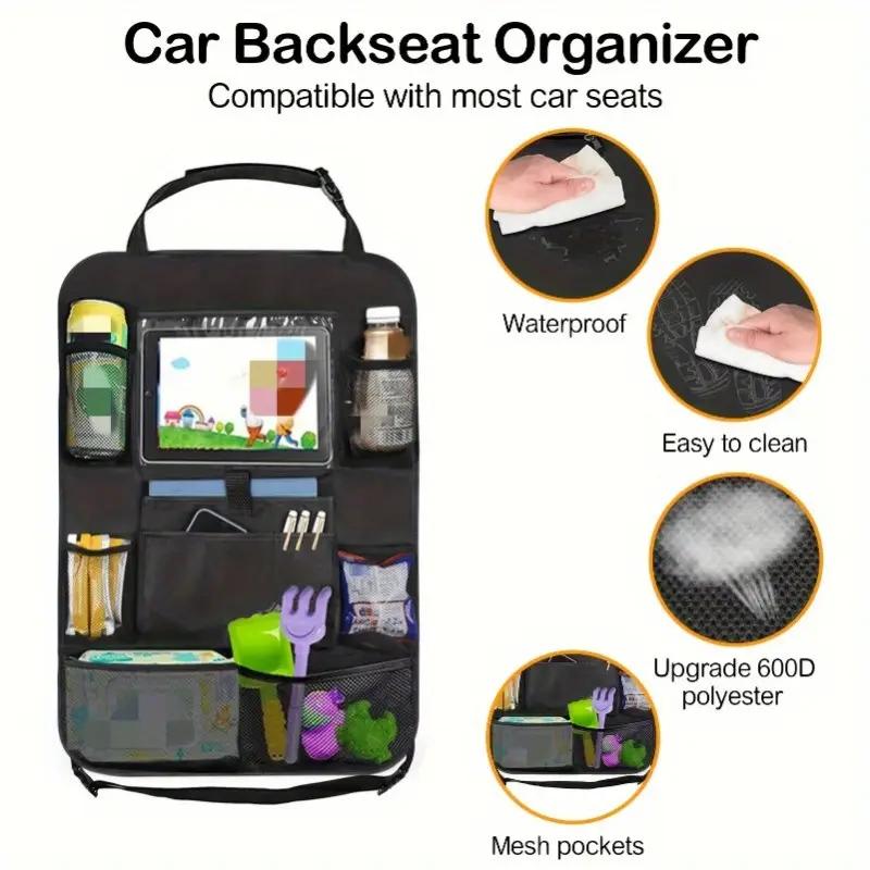 1pc Multifunctional Oxford Cloth Car Seat Storage Bag with Backrest Hanging Storage Bag, Universal for Automobiles
