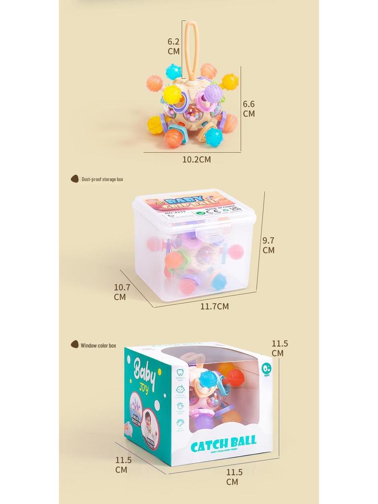 Kleinkind Lernpuzzle & Beißring Manhattan Atom Ball - Beruhigendes Greifspielzeug für Babys