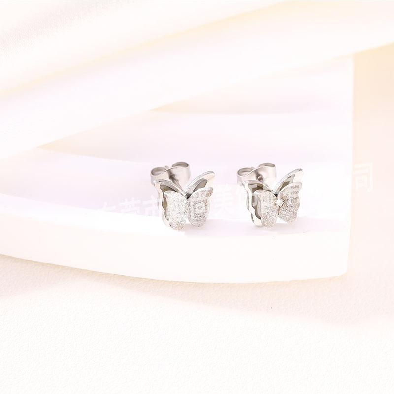 European and American stainless steel butterfly stud earrings niche high-end earrings fashion trend versatile temperament earrings