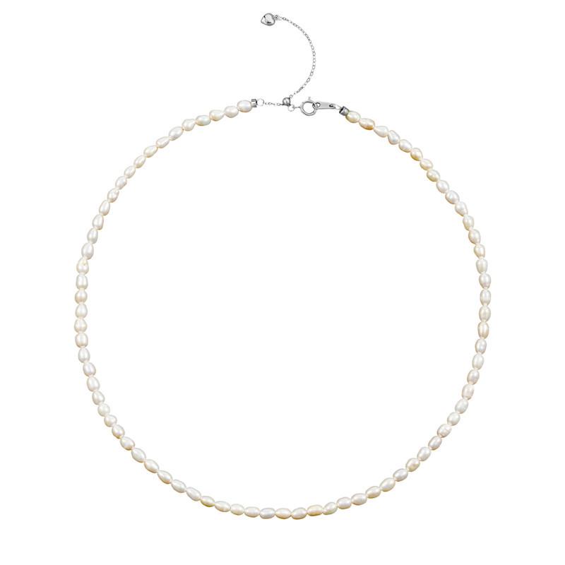 Arvaleff Original S925 Sterling Silver Pearl Necklace with Rhodium-Plated Clavicle Chain - Cross-Border Fashion.