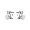 Boucles d'oreilles - Luxenter - Omega Essential - Argent 925 - Perle blanche - Plaqué rhodium