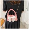 Fashion Bow Knot Small Shoulder Bag Trendy Chain Crossbody Bag Cute Faux Leather Mini Handbag for Women
