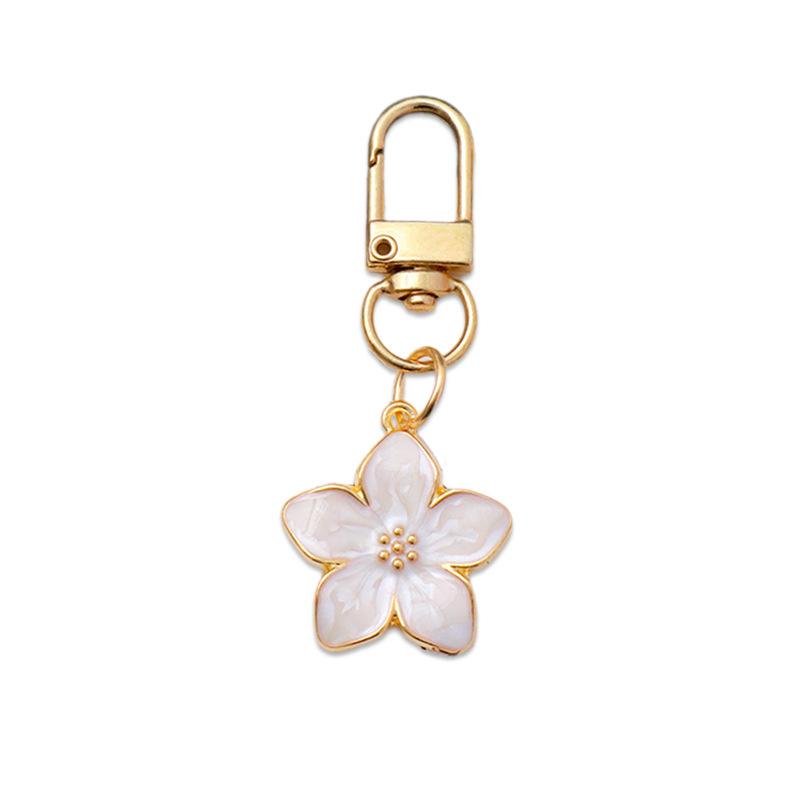 Cute Colourful Pearlescent Five-petalled Cherry Blossom Keyring Bag Charm