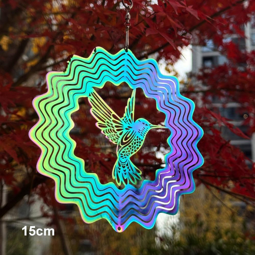 3D Flowing Wind Spinner 10/15cm Stainless Catcher Hanging Decor 10 Styles Yard Garden Mirror Rainbow