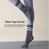 Women's Non-Slip Five-Finger Yoga Socks - Thick, Medium-Long Tube, Trendy Stripes, Sweat-Absorbent for Autumn & Winter.