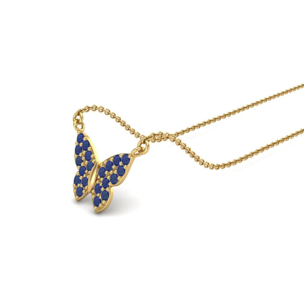 Blue Sapphire Butterfly Dainty Necklace- Sterling Silver