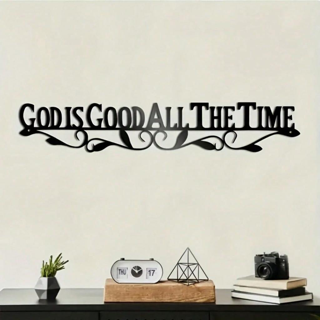 Metal Wall Art God Is Good All The Time Elegant Swirl Design Religious Home Decor Spiritual Gift