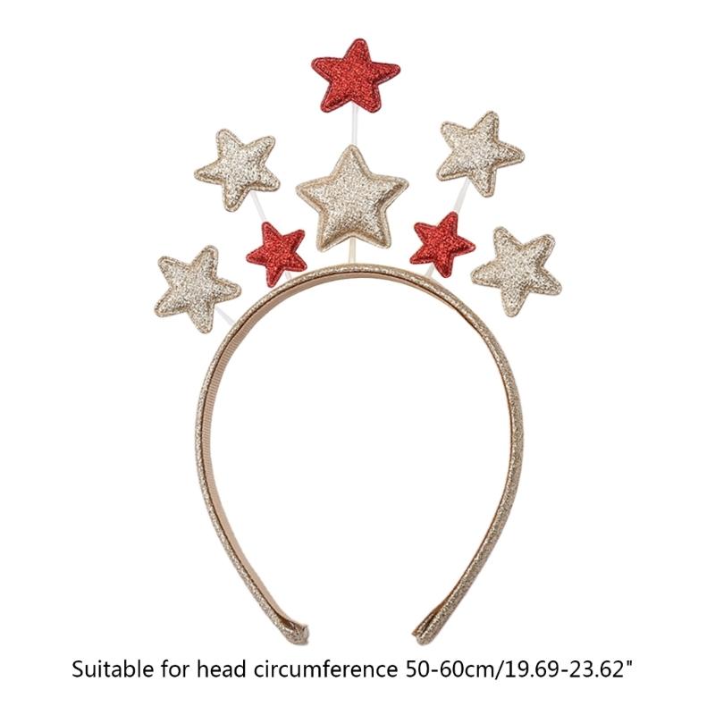 Adult Kids New Year Party Shinning Five-pointed Star Shape Headband Festival Hair Hoop for Performances Unisex Headpiece
