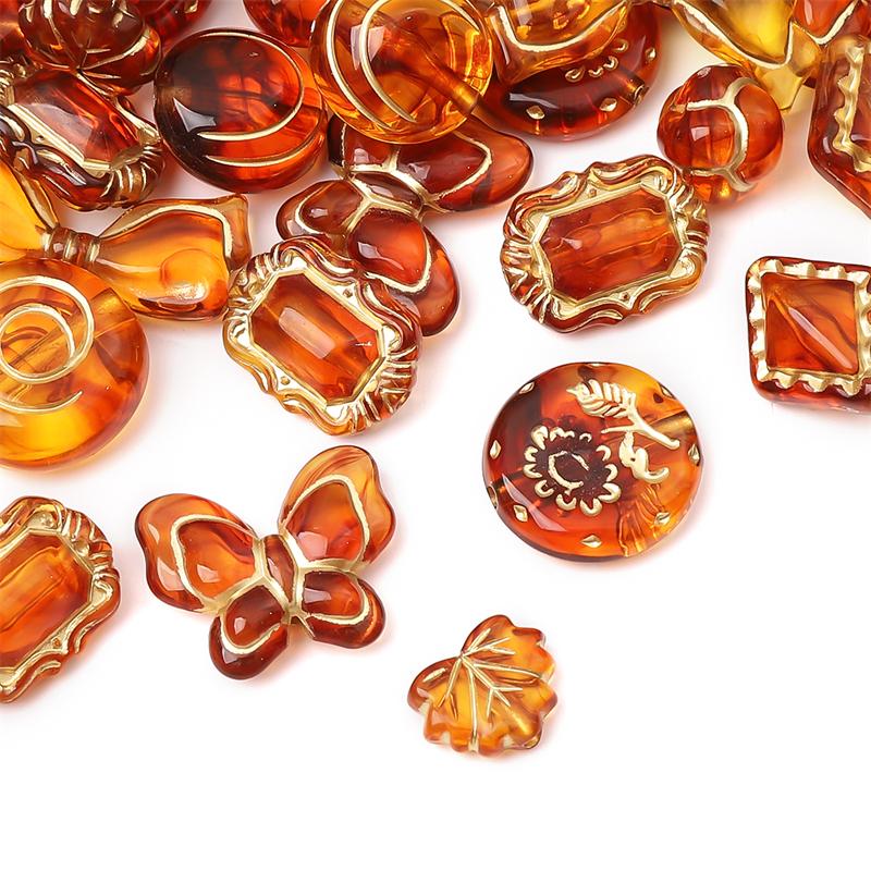 20g Perline Acriliche Sfuse, Trasparente Stile Vintage Smerigliato Oro in Rilievo, Adatte Per Braccialetti, Collane, Ciondoli e Accessori per Gioielli Fai da Te