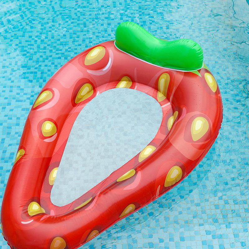 Childrens And Adult Large Strawberry With Net Water Recliner Row Floating