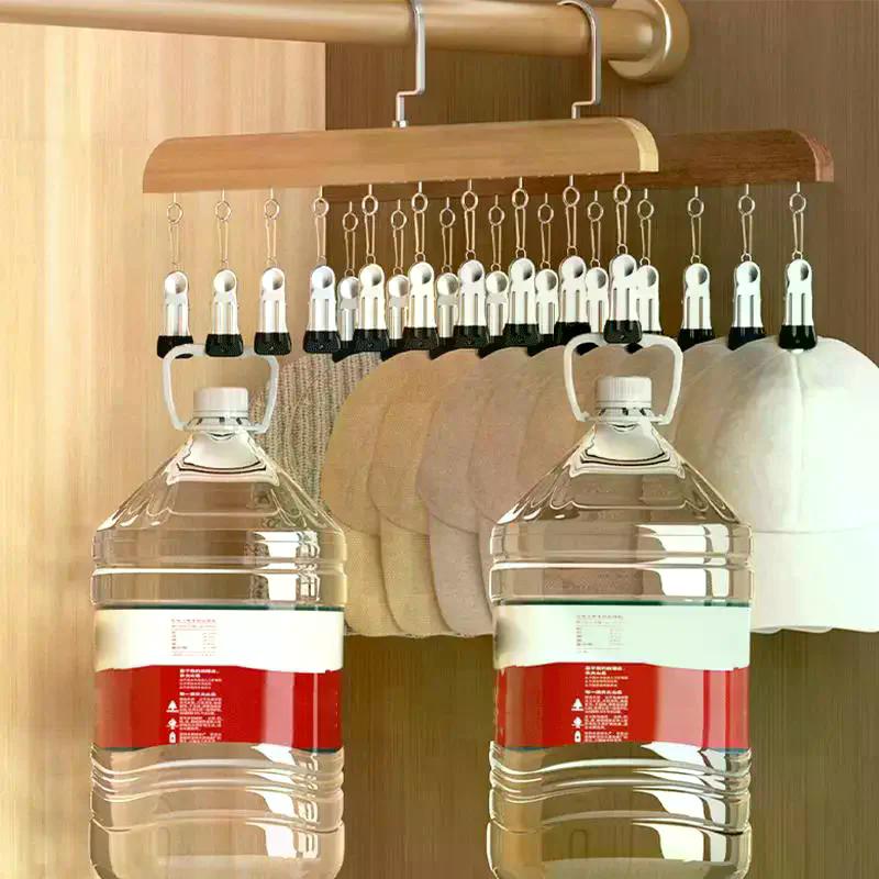 Closet Organizer With 10 Clips, Space Saving Hanging Closet Organizer, Space-Saving Hat Scarf Clothespins