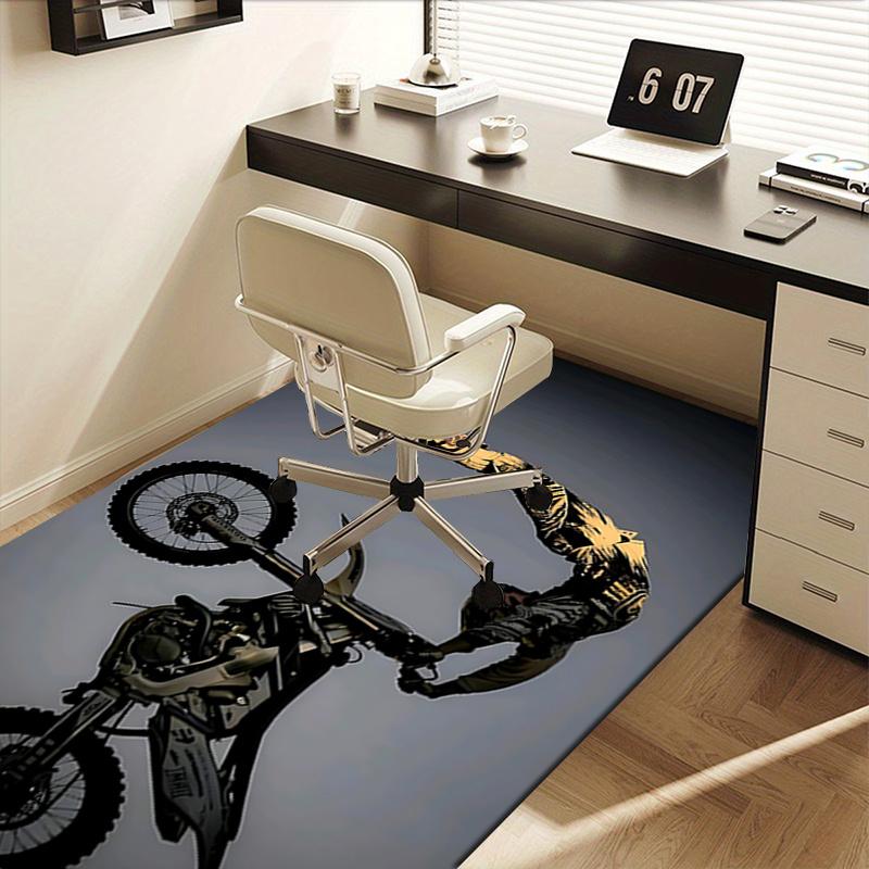 Motorcycle Theme Office Carpet Chair Mat Large Desk Protector for Home Decor, Sofa Rug, Office Flooring, Gift Idea for Any Room