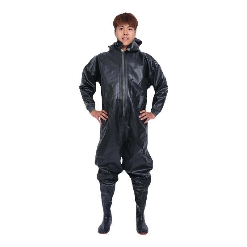 Xi Huang 120D Full-Body Waterproof Waders with Integrated Boots 45
