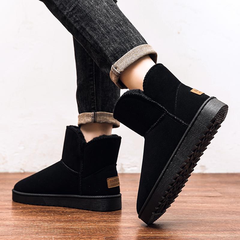 Herren Mode Baumwolle Neu High Top Winter Lässig Anti-Rutsch Abriebfest Dicke Sohle Schuhe Plüsch Komfort Dicke Schnee Trend Stiefel