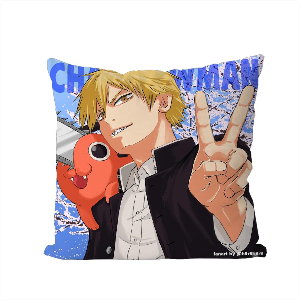 Chainsaw Man Pillow Case For Car Sofa Decorative Home Doublesided Print Plush Square Throw Pillow Cushion Cover