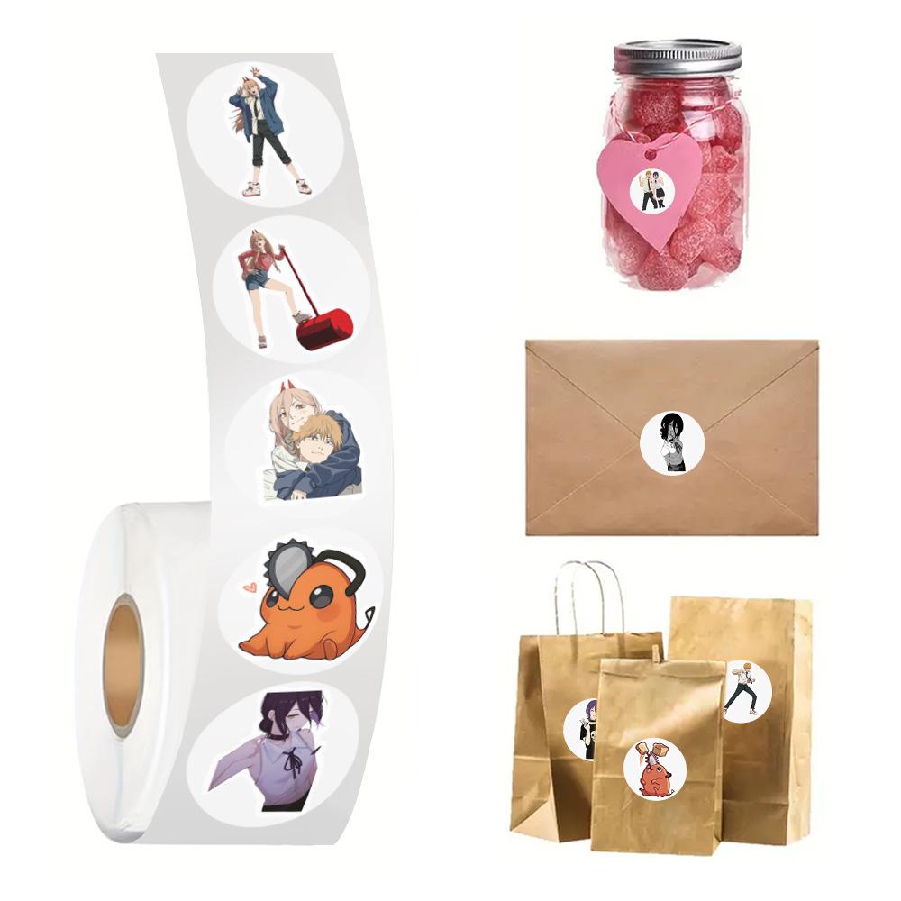 500Pcs Chainsaw Man Anime Stickers Roll Waterproof Vinyl Decals For Laptop Guitar Diary Bottle Envelope Stationery Kids Gift