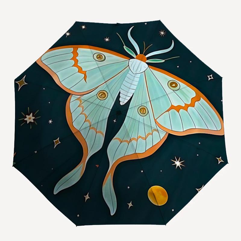 

1pc Moonlight Butterfly Automatic Open/Close Umbrella with Windproof, Functional Design, 8-Rib Sturdy Canopy
