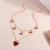 Cute Love Heart Necklace Multilayer Fruit Cherry Necklace Pendants for Women Girls Party Jewelry Gifts