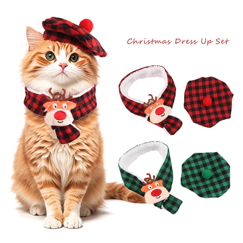 Christmas Pet Costume Dog Cats Christmas Reindeer Hat Headwear Pet Birthday Supply Dog Hat Paids Scarf