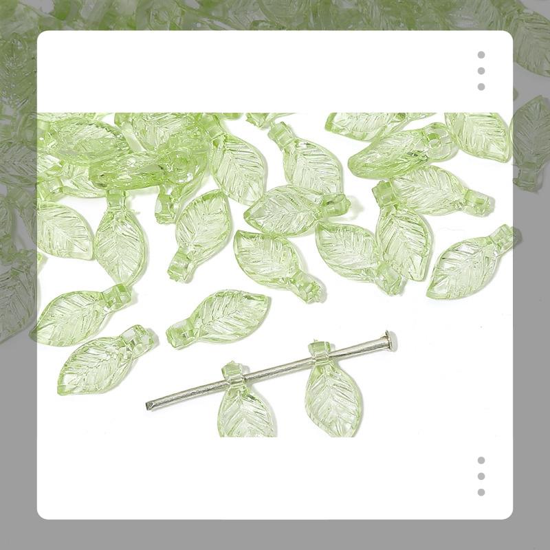 Grüne Blattanhänger für DIY-Schmuck – Transparente Acrylperlen zum Basteln, Von der Natur inspirierte Anhänger für Ohrringe, Armbänder