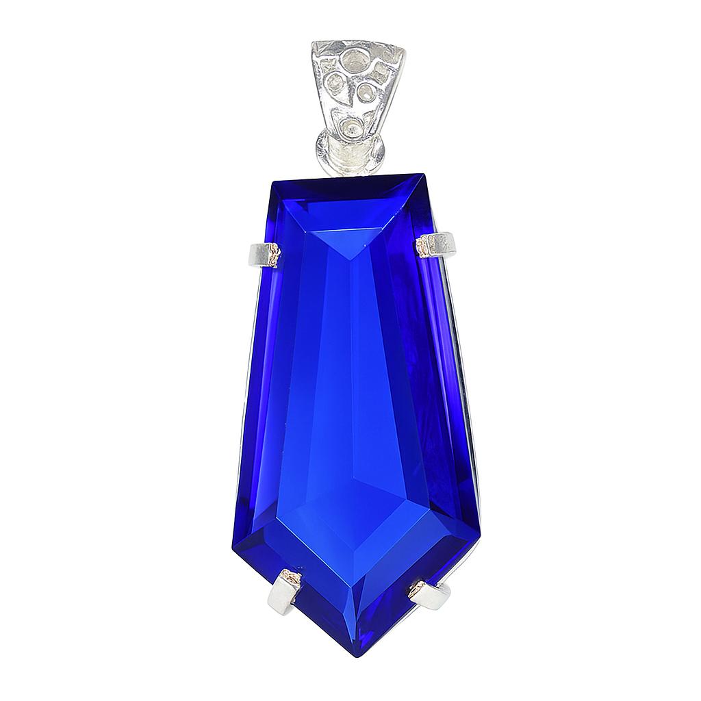 Blue Topaz 68.9 Ct Pendant 925 Sterling Silver CERTIFIED Fancy Gemstone Jewelry AI-90-NS