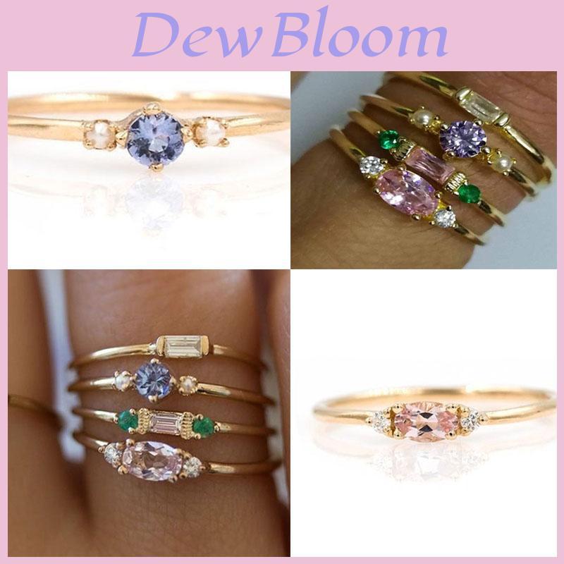 Elegant Gold Plated Gemstone Rings For Women In Stunning 4 In 1 Set