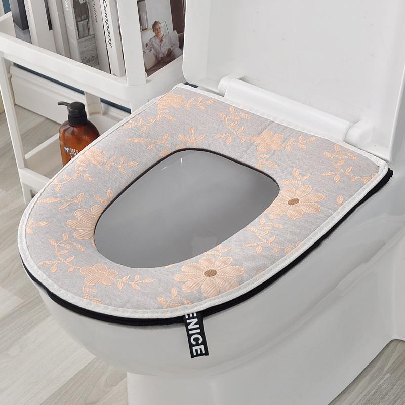 

Breathable Cotton Linen Universal Toilet Seat Cover with Handle & Zipper – Washable, Skin-Friendly, All-Season Mat 37x43