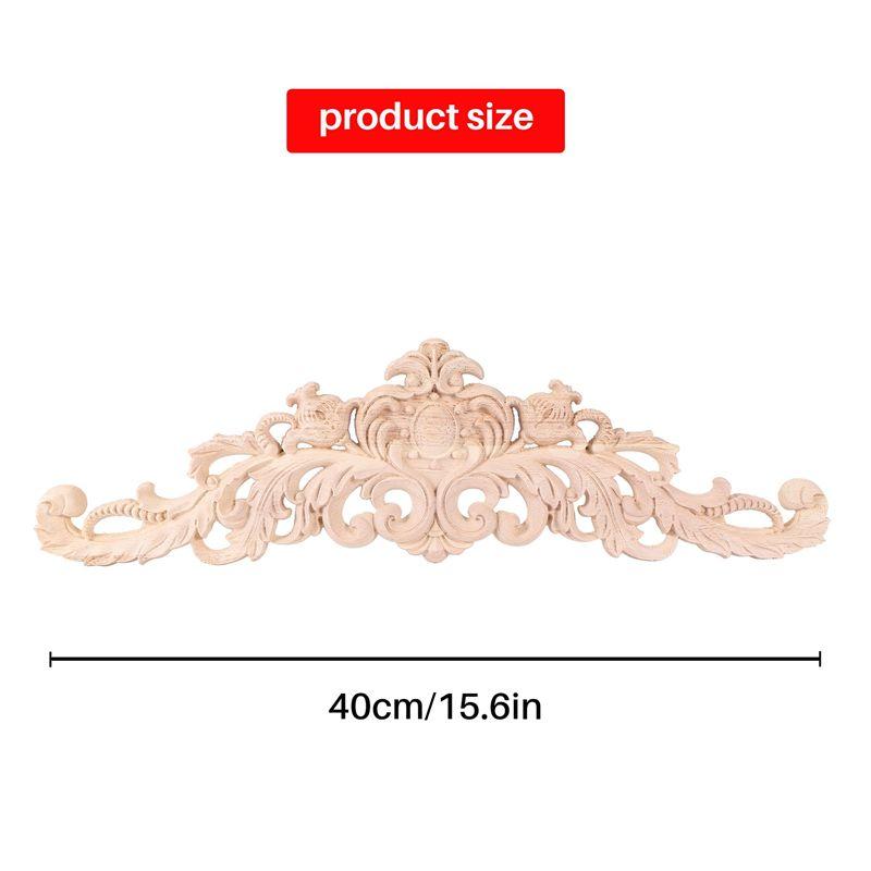 ABJI-Carving Natural Wood Appliques For Furniture Cabinet Unpainted Wooden Mouldings Decal Vintage Home Decor Decorative