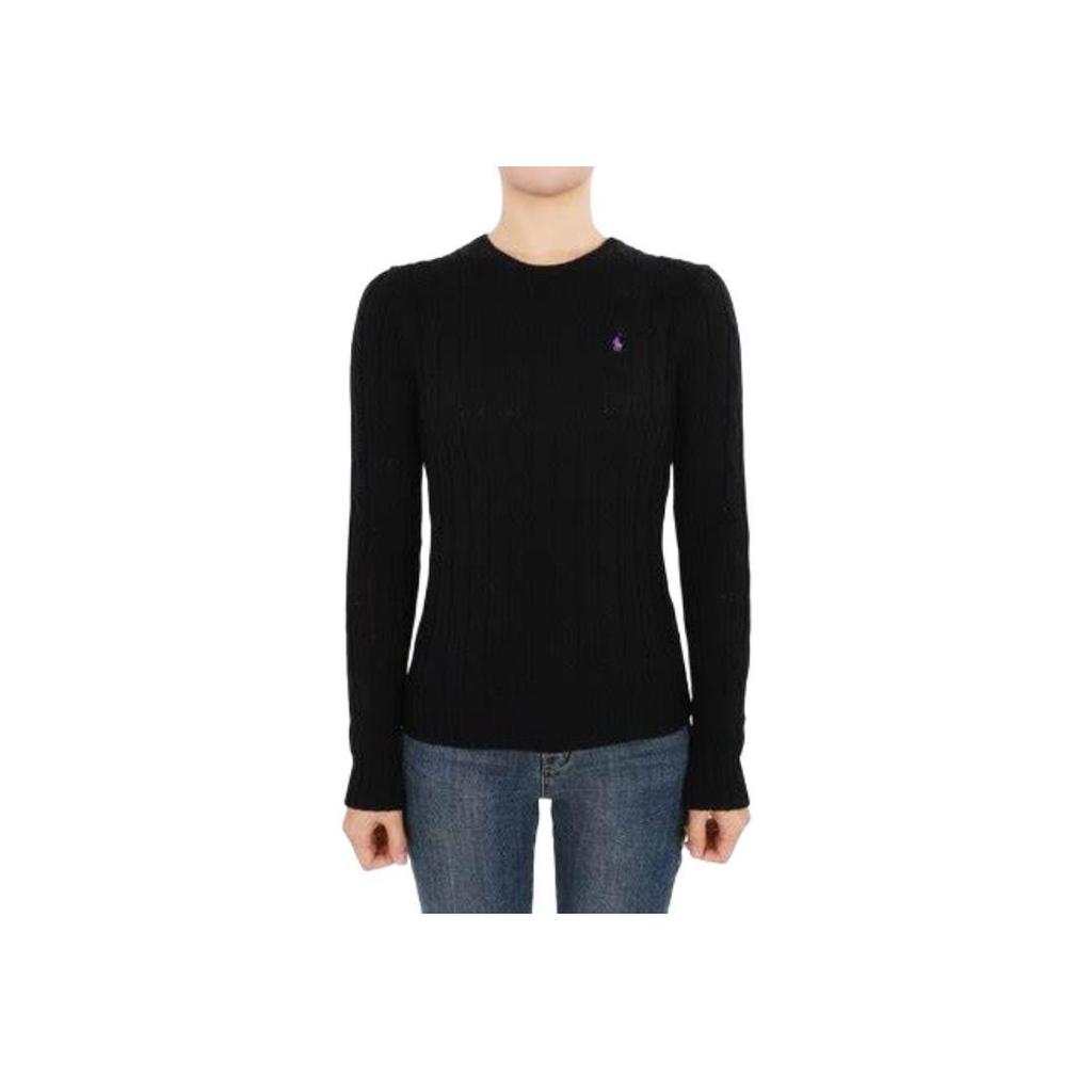 Polo Ralph Lauren Ss23 Solid Color Embroidered Cable Knit Sweater Women sweater Black 211891640-011